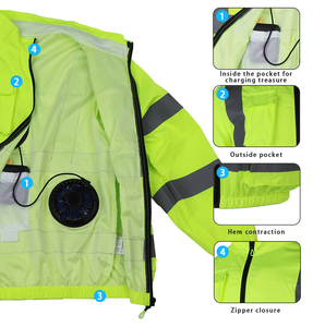 3 Fans Hi Vis Air Conditioned Fan Cooling <strong>Jacket</strong> Electric <strong>Smart</strong> 5V Rechargeable Battery Work <strong>Jacket</strong> - Product Image 4