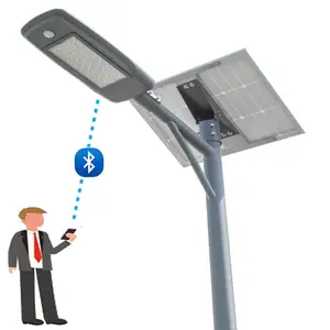 HiEnergy 50W high quality mobile control intelligent solar street light aluminum smart outdoor solar power led street light 6M