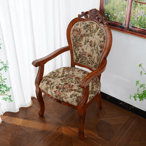 Silla de Comedor de Madera Maciza de Estilo Europeo Moderno JINS, Silla de Estudio Neoclásica para el Hogar con Tela para Restaurantes y Mesas - Product Image 6