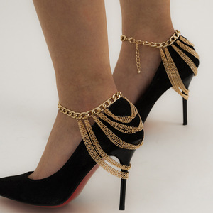 Various Styles Multi-layered Tassel Alloy Anklets <b>Chains</b> Pearls Sequins Multiple Colors Party Silver/Gold/<b>Black</b> Plated - Product Image 1