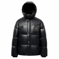 Veste matelassée pour homme, coupe-vent, noire brillante, de qualité supérieure, chaude pour l'hiver, en duvet de canard, idéale pour le ski en montagne