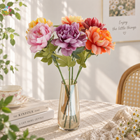 Bunga Peony Buatan Batang Tunggal Berdaun untuk Dekorasi Pernikahan, Rumah, Hotel, dan Acara