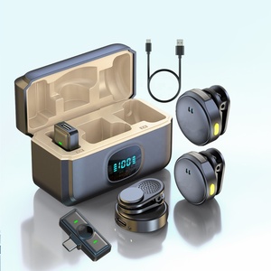 Micro không dây Q8 2Mic, nút từ tính, micro cài áo không dây với hộp đựng pin hiển thị kỹ thuật số - Product Image 5