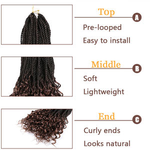 Vendita calda 80g trecce Crochet <span class=keywords><strong>extension</strong></span> per capelli piccola scatola Senegalese Twist <span class=keywords><strong>con</strong></span> estremità ricci 18 pollici trecce a trama <span class=keywords><strong>singola</strong></span> - Product Image 4
