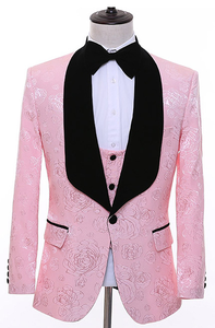 Tuta da <span class=keywords><strong>smoking</strong></span> per matrimonio di fascia alta rosa Plus Size <span class=keywords><strong>con</strong></span> <span class=keywords><strong>cravatta</strong></span> personalizzata e tasca Squire abbinata - Product Image 6