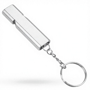 Sifflet de survie d'urgence à haute intensité sonore 120 dB+, en alliage d'aluminium, double trou, étanche, pour le camping, la randonnée et l'entraînement - Product Image 2
