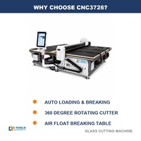 Machine de découpe de verre CNC3726 à chargement automatique, coupeur rotatif à 360°, table de rupture à flot d'air, épaisseur de coupe 3-19 mm, 150 m/min