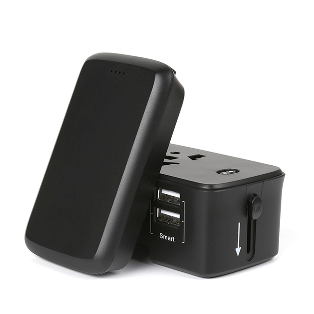 2 USB Ports Multi Plug Worldwide Voltage 12W 100-250V Universal Power Travel Adapter