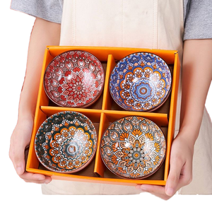 Moroccan Bohemian Style Ceramic Round Bowl Porcelain Oval Plate Platos Tableware Dinner Dish Dinnerware <b>Set</b> - Product Image 1