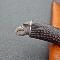 Couteau de chasse à lame fixe en acier Damas, manche en bois d'ébène, incrustation en laiton et os, couteau droit de collection pour extérieur, EDC, camping