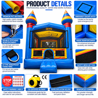 Château gonflable commercial Ceyu Blue en PVC avec filet de sécurité pour les fêtes d'enfants, les carnavals, les aires de jeux et la location d'événements