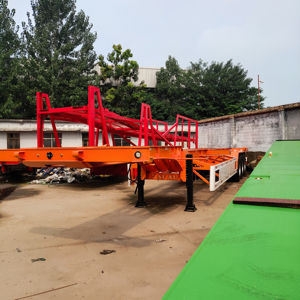 Semirremolque de Plataforma Plana de 3 Ejes para Transporte de Contenedores de Acero de 20 y 40 Pies, 1001-2000 kg, Semirremolque de Plataforma Plana Shandong - Product Image 4