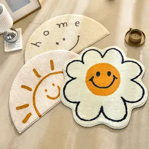 Wholesale Custom Log 3d Printed Kids Anti Slip Polyester Flower Daisy And Smile Bath MAT Rug