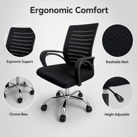 Chaise de bureau ergonomique pivotante professionnelle en maille noire respirante avec fonctions de confort, chaise de bureau exécutive pour ordinateur