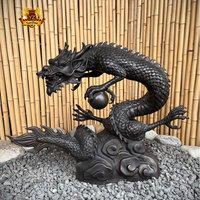 Fontaine d'eau de jardin décorative extérieure moderne en métal Statue de dragon en bronze chinois de style occidental