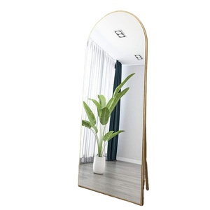 Custom Gold <b>Mirror</b> Metal Frame Large <b>Standing</b> Full-Length <b>Floor</b> Wall <b>Mirror</b> Bedroom Bathroom Elegant Arch Decorative Glass - Product Image 1