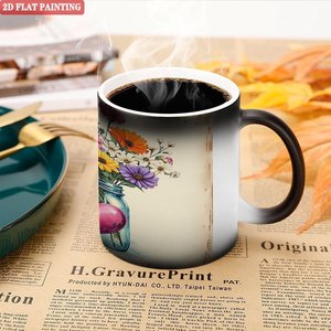 Mug en céramique givrée au toucher doux, 11 oz, noir, changeant de couleur à la chaleur, pour café ou thé - Product Image 5