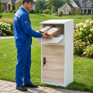 New Arrival Customized Free Standing Delivery Box Galvanized Steel Outdoor Waterproof 150L Parcel Drop Box Digital <b>Smart</b> <b>Lock</b> WP - Product Image 1
