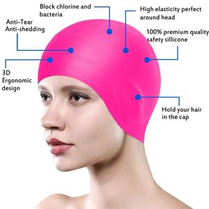 Bonnet de bain en silicone, couleur unie, protection des oreilles, grande taille, unisexe, pour adultes et enfants, sports nautiques - Product Image 3