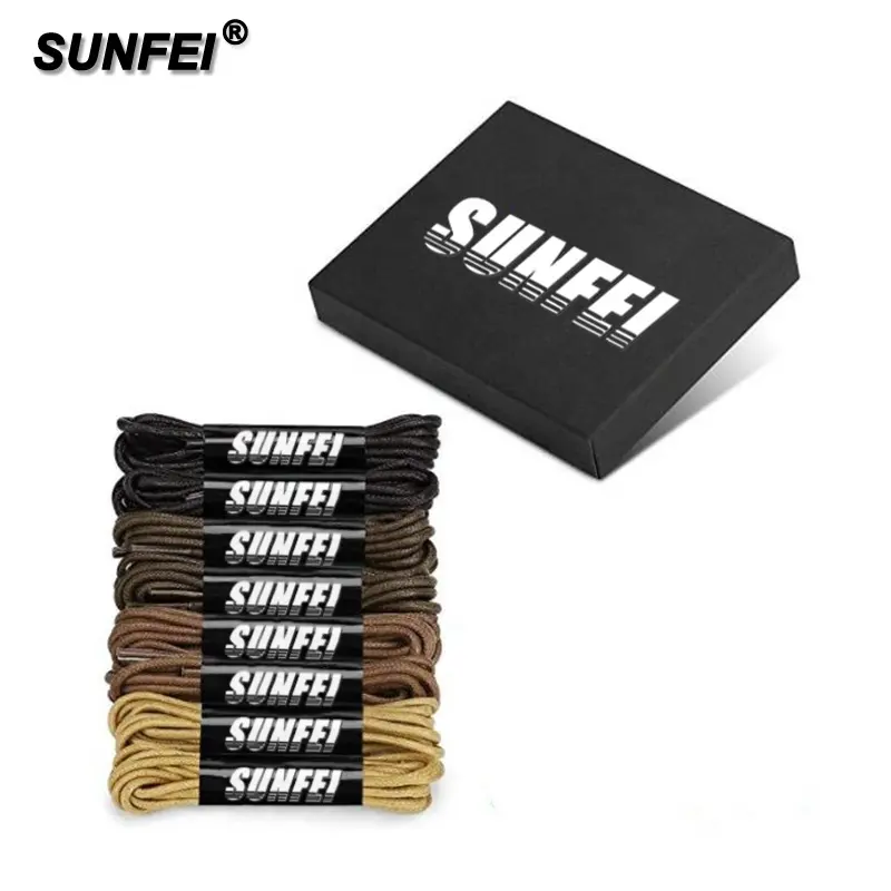 SunFei 8-pack שרוכי נעל עבור סירת נעלי 3mm שעוות כותנה Drawcord הוקי שרוך עבור סקייט מותאם אישית נייר תיבת חבילה
