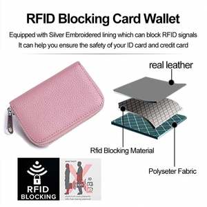 RFID Blocking Genuine Leather Card <b>Wallet</b> with 12 Card Slots 2 Bill Pockets Smooth Zipper for <b>Secure</b> Credit Card Cash Storage - Product Image 5