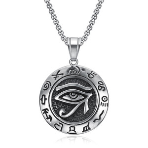 Vintage Stainless Steel <b>Horus</b> <b>Eye</b> Pendant <b>Necklace</b> | Ancient Egyptian Symbol Men's Rose Gold Plated Link Chain Trendy <b>Necklace</b> - Product Image 1