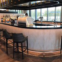 Comptoir de bar à café personnalisé, moderne et luxueux, de forme ovale, pour restaurant, salon, hôtel, club, en pierre solide, en acier inoxydable