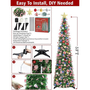 Árbol de <span class=keywords><strong>Navidad</strong></span> Plegable Preiluminado <span class=keywords><strong>con</strong></span> <span class=keywords><strong>Luces</strong></span> <span class=keywords><strong>LED</strong></span> de Bajo Consumo para Decoración de Interiores, Fiestas y Festividades - Product Image 2