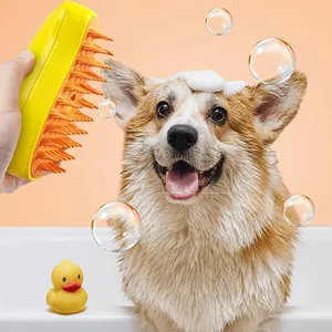 Escova de silicone para cães, spray a vapor 3 em 1 de alta qualidade, removedor útil de pelos de animais de estimação, autolimpante e vaporizador