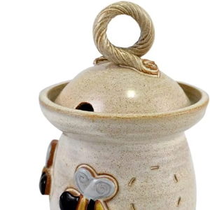Modern Artisans Bee 20 onzas Gres Honey Pot Tarro <span class=keywords><strong>de</strong></span> cerámica con barra <span class=keywords><strong>de</strong></span> <span class=keywords><strong>miel</strong></span> <span class=keywords><strong>de</strong></span> madera <span class=keywords><strong>de</strong></span> cerezo - Product Image 1