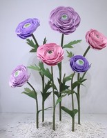 Bunga Ranunculus Peony EVA Ungu Oranye Raksasa Langsung dari Pabrik 5pcs untuk Dekorasi Latar Belakang Panggung Fotografi Pernikahan