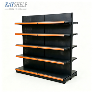 Exhibidor de Metal Resistente a la Corrosión para Supermercados, con 5 Estantes Perforados, Independiente, para Tiendas Minoristas y de Conveniencia - Product Image 2
