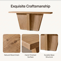Table console sculpturale contemporaine en bois de chêne massif avec piétement, idéale pour l'entrée, le couloir, les villas de luxe et les projets hôteliers.