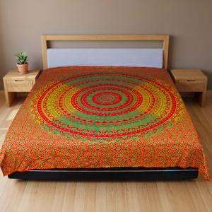 Parure de lit design en coton 100% avec motif floral imprimé à la main, comprenant une couette et des draps plats assortis, pour la décoration de chambre à coucher. - Product Image 3