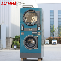 Lavadora y Secadora Comercial Apilable ALANNA de 12-25 kg, de Acero Inoxidable, Operada con Monedas, para Hoteles y Lavanderías