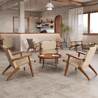 Asie du Sud-Est Style Café Boutique Cadre en bois Rotin Fauteuil Ensemble Personnaliser Couleur Dessert Librairie Chaise Longue et Table