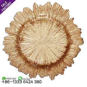 Assiettes de présentation rondes en verre transparent en gros, pas chères, pour mariage, trois tailles - Product Image 2