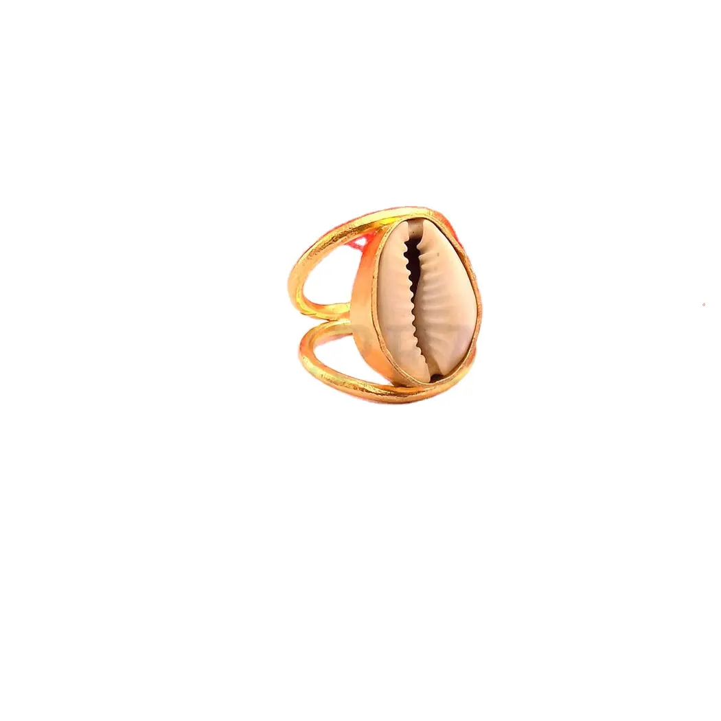 Gold plated Stylish Handmade Statement White Shell Design Ring SKU6776 premium customization oem odm