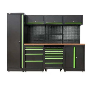 Conjunto de Almacenamiento Modular Metálico de Piso a Techo para Taller Industrial, Panel de Pared con Perforaciones, Combinación de Cajones Múltiples, Herramienta Resistente para Garaje - Product Image 3