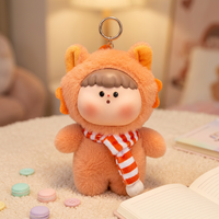 Zaves En gros Porte-clés et sacs à main en peluche orange, motif mascotte animal à capuche, écologiques, durables, best-seller, adorable, doux, à rayures, avec personnage