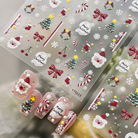 Nouveauté TSZS - Autocollants pour ongles 5D de Noël, durables, motif arbre, flocon de neige, nœud, autocollants adhésifs pour manucure DIY, fêtes