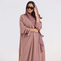 Abaya Kimono Longue en Polyester Texturé Froissé, Respirante et Légère, à Manches Amples, Longueur Ras du Sol, pour Femme Musulmane