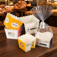 Boîte à pâtisserie festonnée tendance 2026 avec sac PET transparent, gobelet en papier écologique et durable pour biscuits, logo OEM