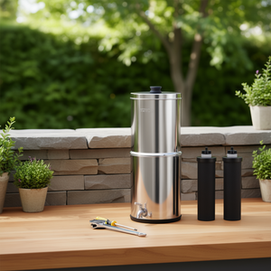 Système de filtration d'eau extérieur en acier inoxydable Vevor pour comptoir, 2,25 gallons, avec 2 filtres à gravité - Product Image 2