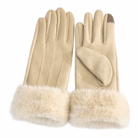 Gants d'hiver pour femme en PU, compatibles écran tactile, épais, à doigts séparés, style opéra, patchwork, chauds, pour le cyclisme et la conduite