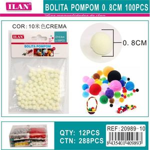 Palline di pon pon ILAN 0,8 cm colore crema, articoli per artigianato e decorazioni fai da te - Product Image 3