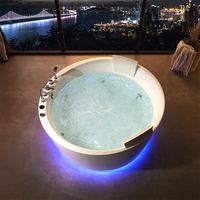 Baignoire de massage à remous autoportante rectangulaire moderne sur mesure avec drain, en acrylique blanc, pour villa