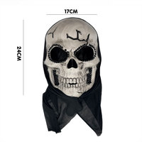 Masque intégral en plastique crâne fissuré pour Halloween, décoré de strass noirs, masque squelette effrayant, accessoires de cosplay d'horreur