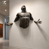 Sculpture murale en bronze, art moderne de torse masculin, grande statue en relief pour intérieur, décoration murale personnalisée pour hall d'hôtel, bureau, villa, fabricant