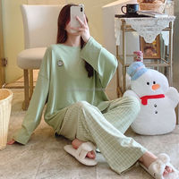Piyama Musim Gugur dan Musim Dingin yang Indah, Baju Tidur De Rong yang Nyaman, Gaya Kasual Lucu, Lengan Panjang, Ukuran Besar M-5XL, Set Pakaian Tidur